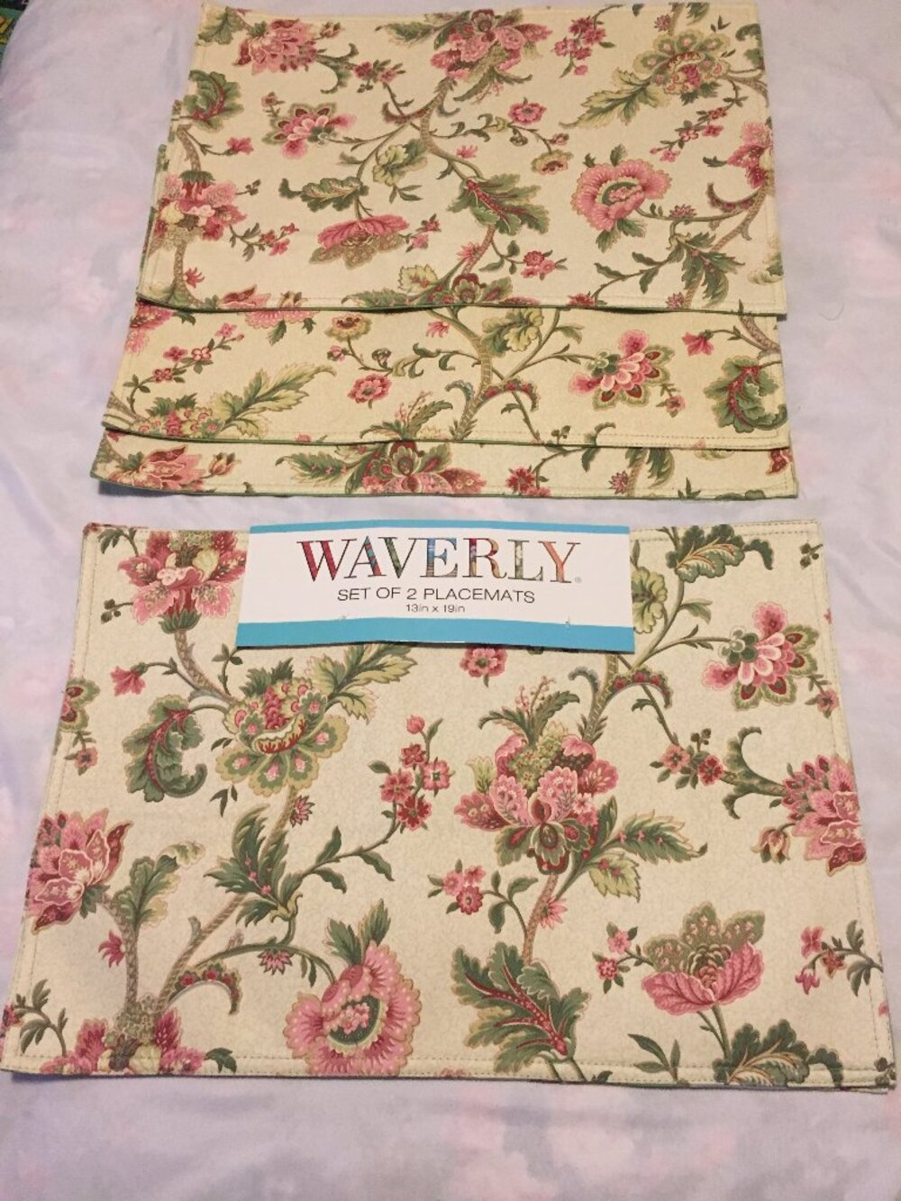 Set of 5 Waverly Floral Paisley Placemats 13" x 19" Cotton NWOT